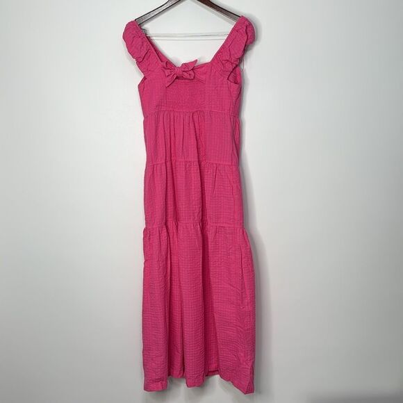 Old Navy Fit & Flare Tiered Seersucker All-Day Maxi Dress Small Tall - Picture 8 of 10